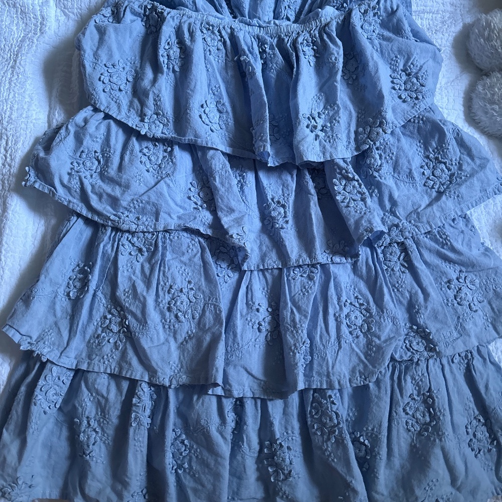 tularosa blue ruffle embroidered skirt/dress